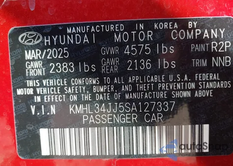 2025 Hyundai Sonata Hybrid Sel from USA, damaged, VIN KMHL34JJ5SA127337